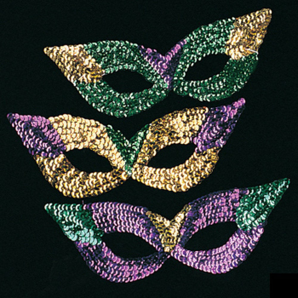 Sequin Eye Masks (Set of 3) purple green gold Mardi Gras New Orleans Costume Masquerade Mardi Gras New Orleans Ornament tree