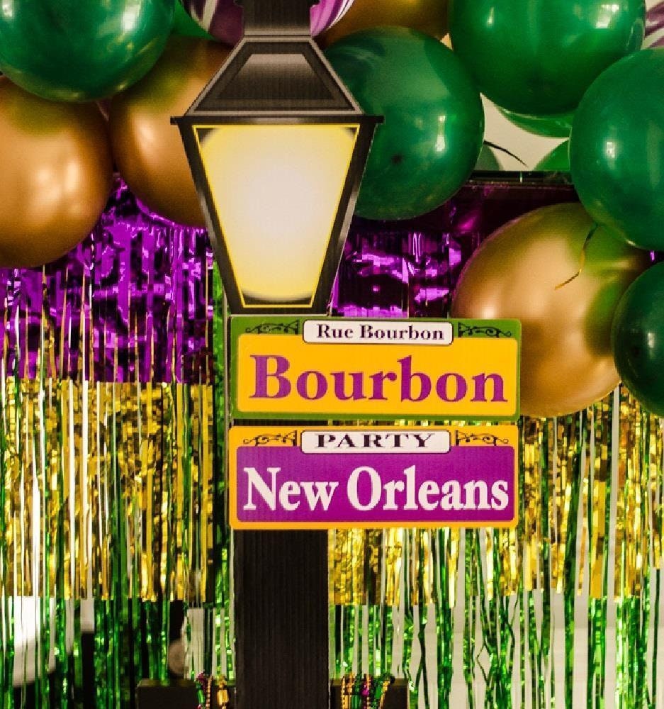 Flame Mardi Gras Bourbon Street St Lamp WITH BEADS! Mardi Gras Lantern Sign Decoration Light Post  New Orleans French QuarterFleur De lis