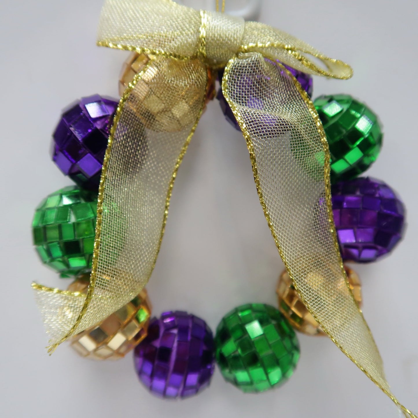 Mardi Gras Purple, Green & Gold Disco glass Wreath New Orleans Holiday Christmas Ornament