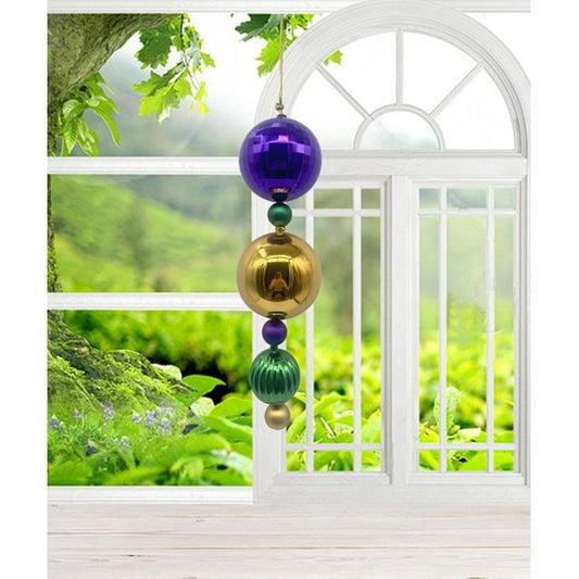 12.5” Hanging Purple Green Gold Mardi Gras Christmas Tree Holiday Ornament Decoration wreath