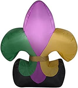 Mardi Gras Inflatable Fleur-De-Lis 3’ Purple/Green/Gold Lights\ Orleans Bourbon Street Light  Party Carnival Party