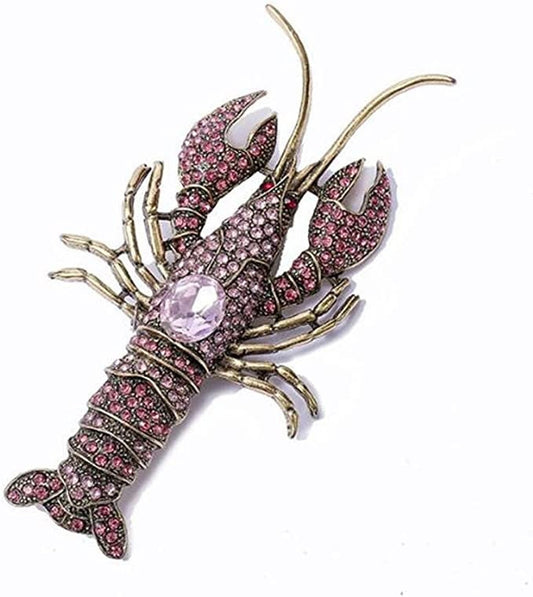 Mardi Gras CrawfishRed Rhinestone Crayfish Lobster Brooch Crystal Enamel Shrimp Seafood boil party Brooches Lobster Crayfish pin