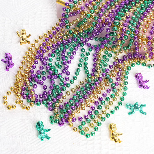 Mardi Gras King Cake Babies in purple green and gold metallic finish