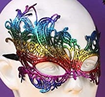 Mask Purple and bead (SET of 4!)  Green, Gold New Orleans Carnival Mardi Gras Face Eye Decoration Wreath Decor Costume favor party Outfit