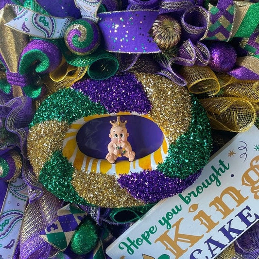 Mardi Gras  King Cake Ornament Tree Decoration Purple Green Gold