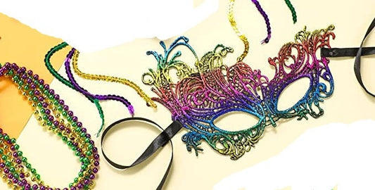 Mask Purple and bead (SET of 4!)  Green, Gold New Orleans Carnival Mardi Gras Face Eye Decoration Wreath Decor Costume favor party Outfit