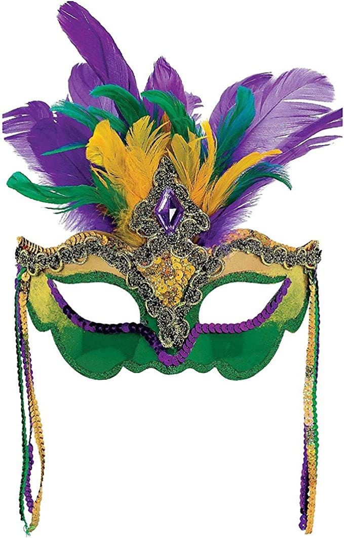 Mask Purple, Green, Gold Feather New Orleans Carnival Mardi Gras Face Eye Decoration Wreath Decor Costume favor party Outfit