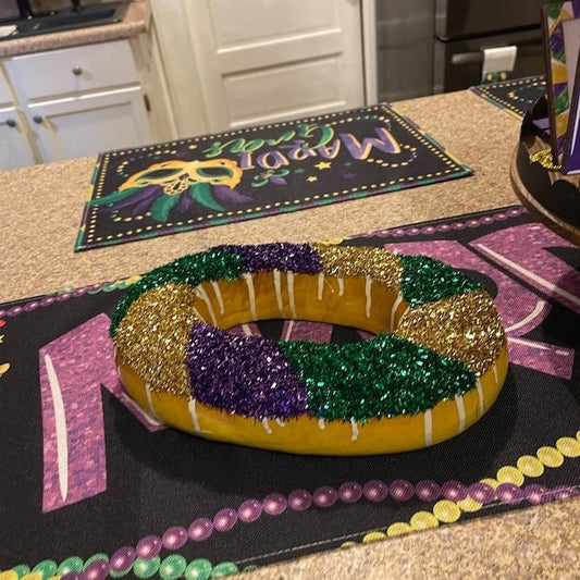 Mardi Gras 11.5" King Cake Decoration Purple Green Gold