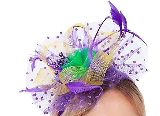 MARDI GRAS Fascinator Costume New Orleans Bourbon St Party Parade wear hat headband clip