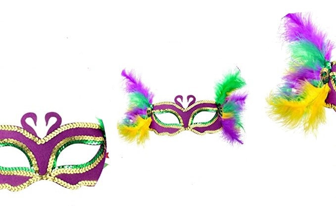 Mask Purple, Green, Gold sequin Feather New Orleans Carnival Mardi Gras Face Eye Decoration Wreath Decor Costume favor party Outfit