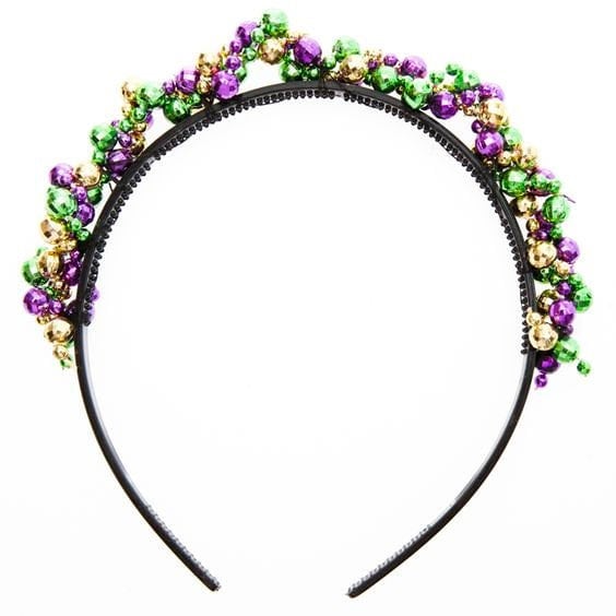 Mardi Gras Metallic Beaded Purple/ Green/ Gold Headband parade wear purple green gold iridescent colores