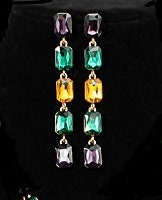 Mardi Gras Emerald Cut Earrings purple green gold Parade Costume New Orleans Carnival Ball Masquerade