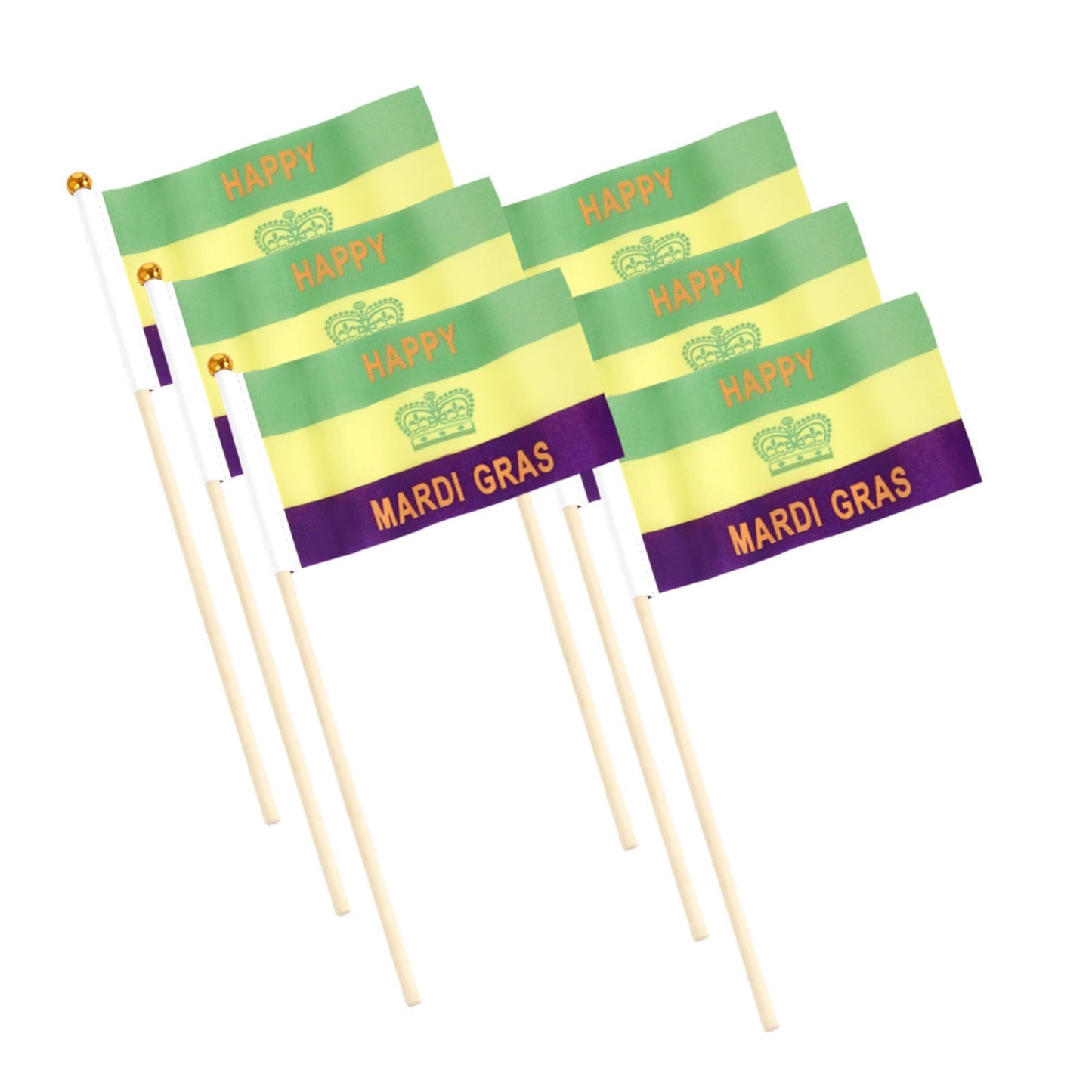 Mardi Gras 6Pk Mini Flags New Orleans Flag Purple green gold Decorate Door Window Railing Ornamental Home Collection