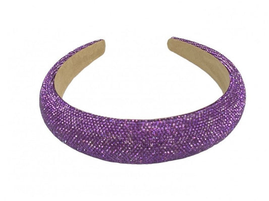 MARDI GRAS Purple Crystal Hard Headband Crystals Full Cover parade wear purple