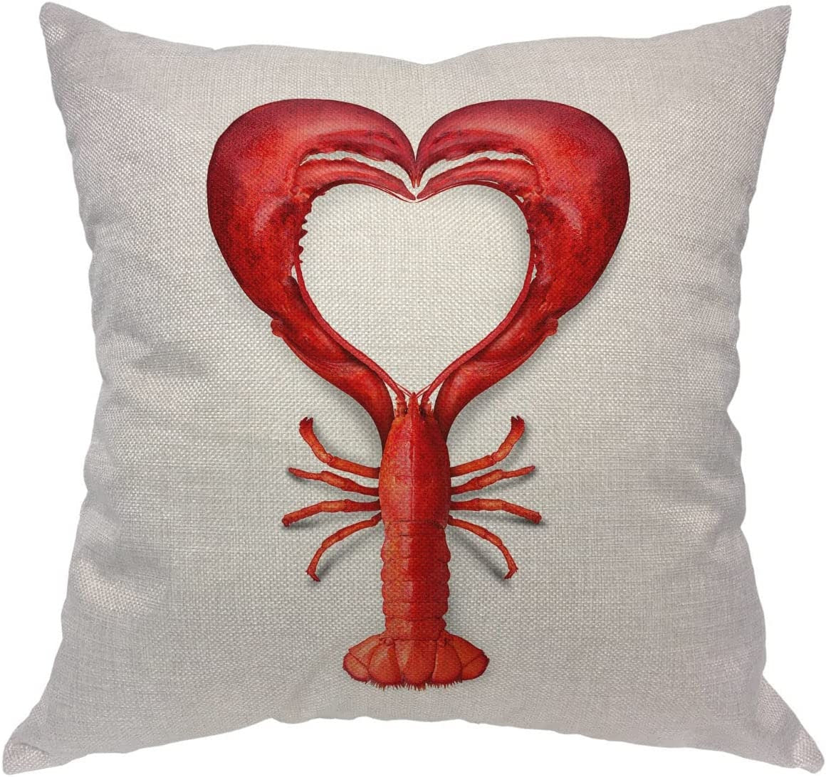 Crawfish Heart for Home Decorations Throw Pillow Cover Decorative Mardi Gras Crawfish boil Seafood Party Valentine's day