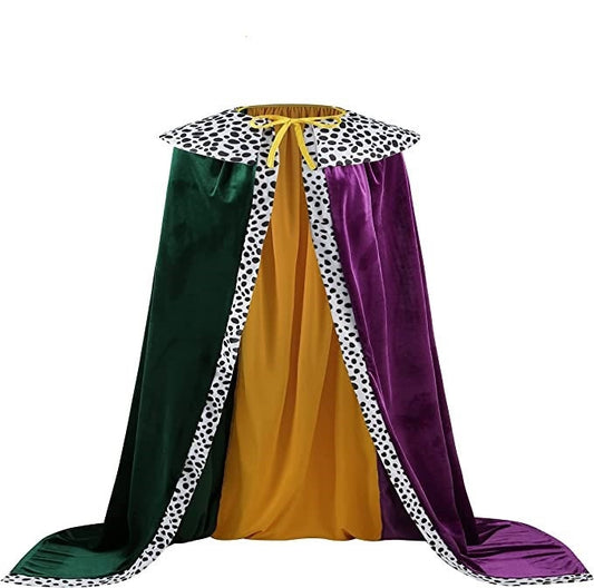 Mardi Gras Cloak | King Queen Parade Cloak, Full Length Velvet Cape Purple Green Gold carnival masquerade Party/ Parade/ Ball Dress