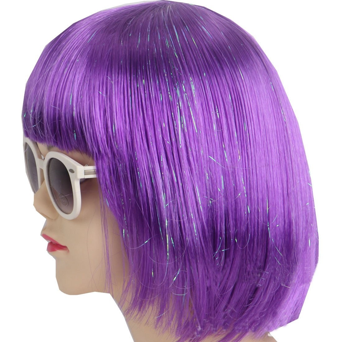 Mardi Gras Wig- Purple Short Bob Wig Women Girls Mardi Gras Carnival Party Costume New Orleans Bourbon St Parade