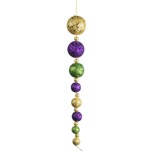 Mardi Gras 10" Ball String Ornament New Orleans NOLA Purple Green Gold  Christmas tree