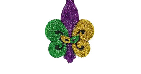 Mardi Gras Fat Tuesday Glitter mask Fleur De Lis Christmas Ornament with Free Gold gift box  Decorations decor