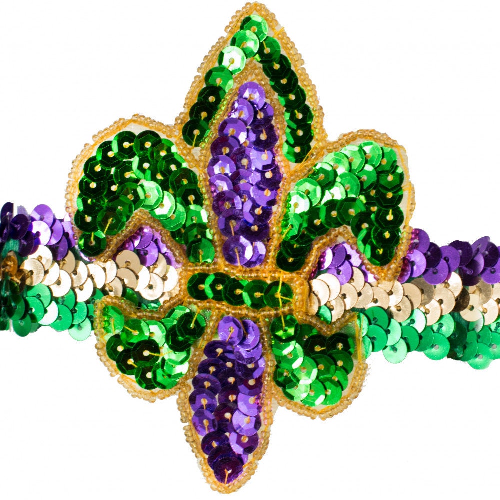 Mardi Gras  Sequin & Appliqué Sequin Headband Fleur De lis