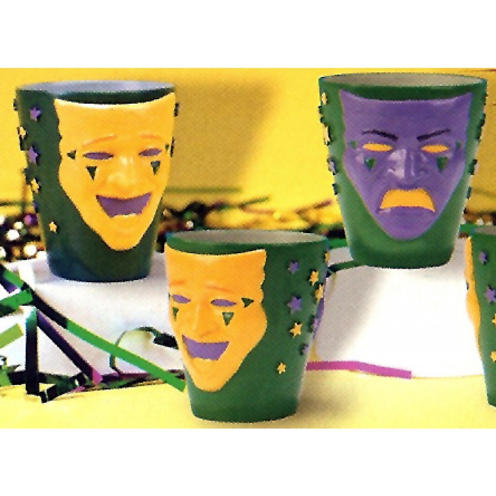 Shot Glasses - ( SET OF 2!) Comedy Tragedy glass New Orleans Mardi Gras Crawfish boil cajun party Bourbon St Parade Gift