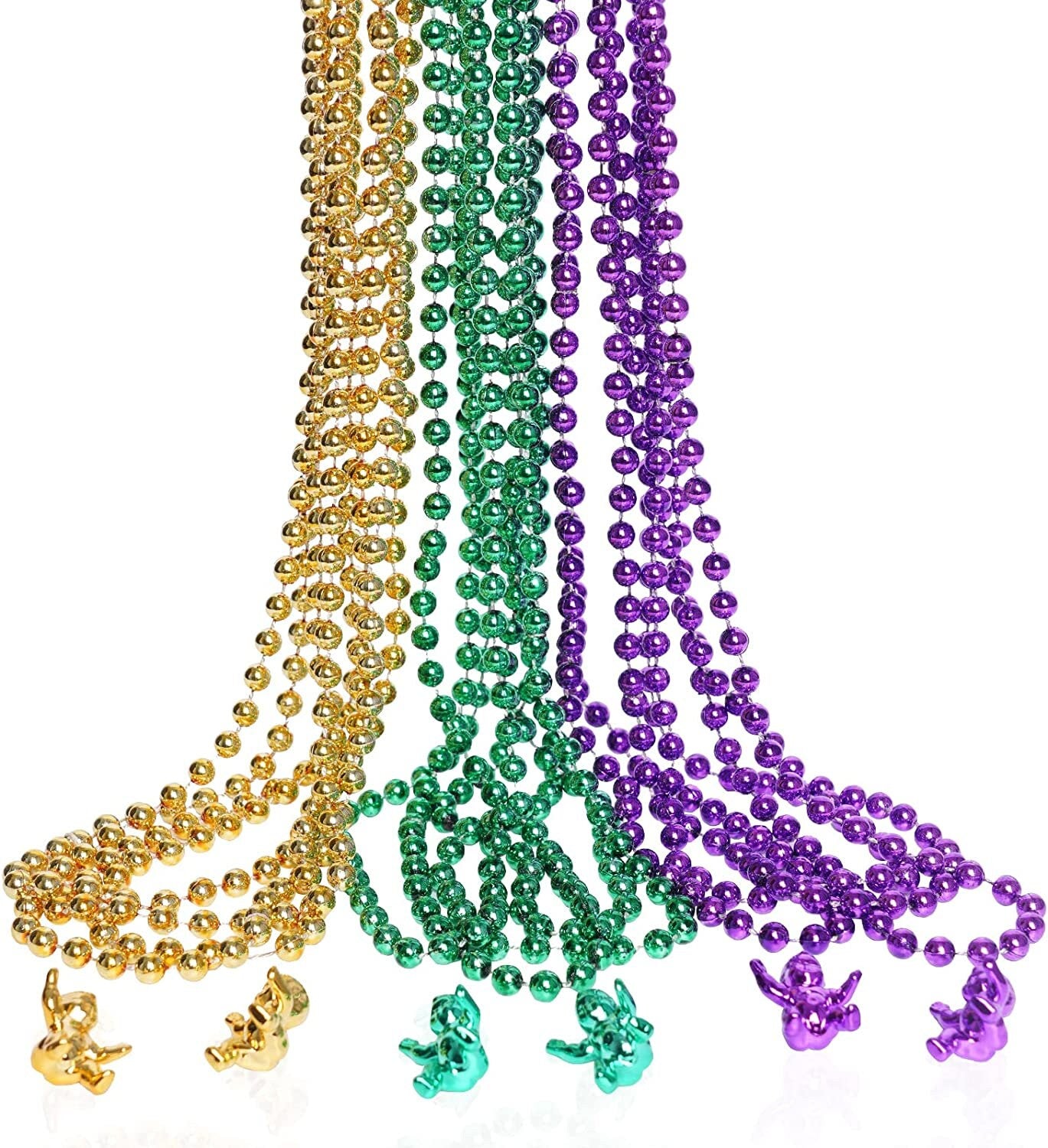 Set of 48! KING Cake Baby babies 2.5CM - METALLIC 24 Babies AND 24 Beads Purple green gold Mardi Gras New Orleans