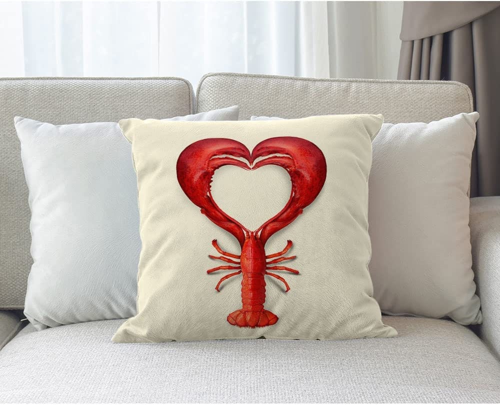 Crawfish Heart for Home Decorations Throw Pillow Cover Decorative Mardi Gras Crawfish boil Seafood Party Valentine's day