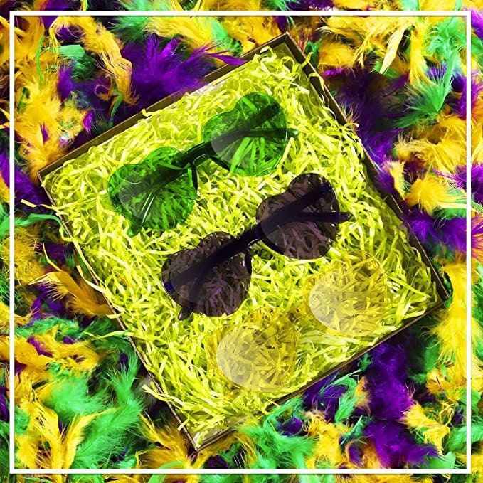 Mardi Gras Heart Purple Green or Gold sunglasses parade wear party carnival CHOOSE COLOR BELOW