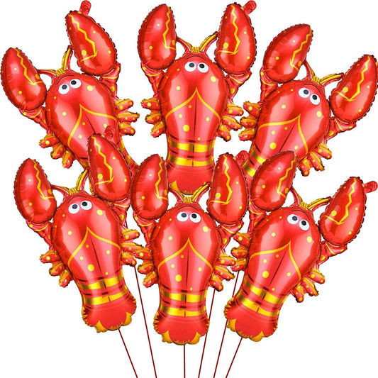 Crawfish Red JUMBO FOIL (SET of 12!) 3.5 Ft by 2.5 Ft  Balloons Lobster Seafood Boil Party New Orleans Cajun Birthday