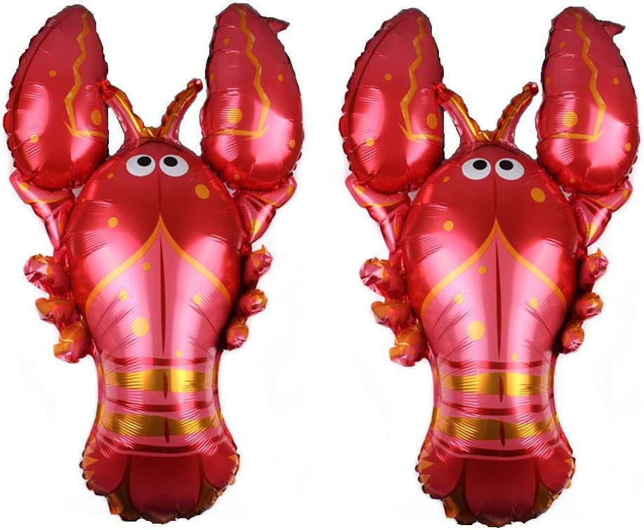 Crawfish Red JUMBO FOIL (SET of 2!) 3.5 Ft by 2.5 Ft  Balloons Lobster Seafood Boil Party New Orleans Cajun Birthday