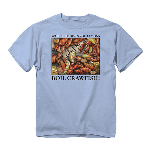 Men's Crawfish Life Gives you Lemons T-shirt Lobster Beer Crab Seafood Boil Party Cajun Creole New Orleans