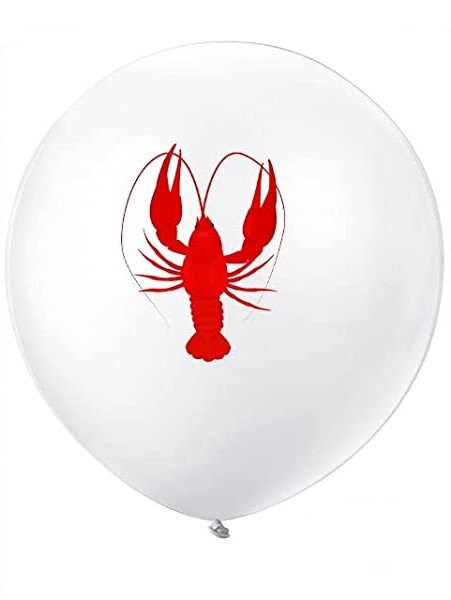 Crawfish Red White Latex(SET OF 10!) 12"  Printed  Balloons Lobster Seafood Boil Party New Orleans Cajun Birthday Helium Latex