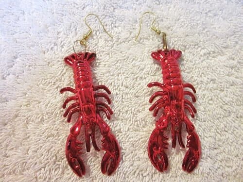 Mardi Gras Crawfish Lobster Crayfish Pierced Dangle Earrings