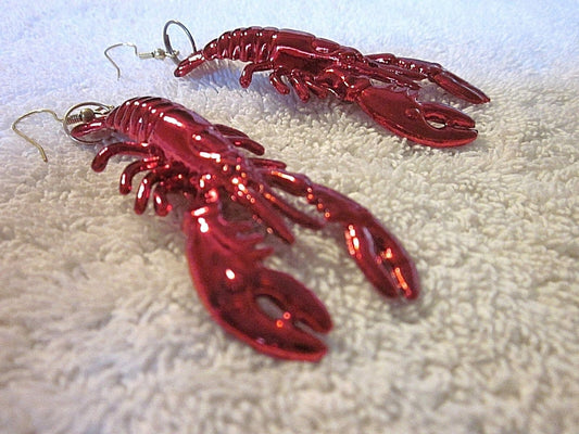 Mardi Gras Crawfish Lobster Crayfish Pierced Dangle Earrings