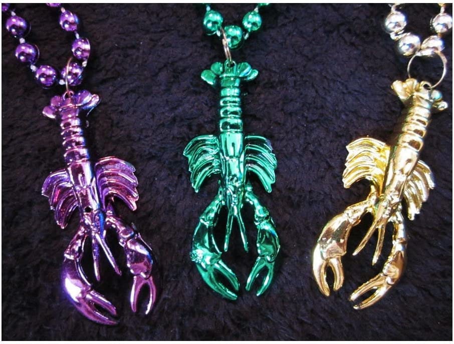 3 Count purple gold green Seafood Boil Party crawfish Lobster Mardi Gras Beads Necklaces Necklaces Lot