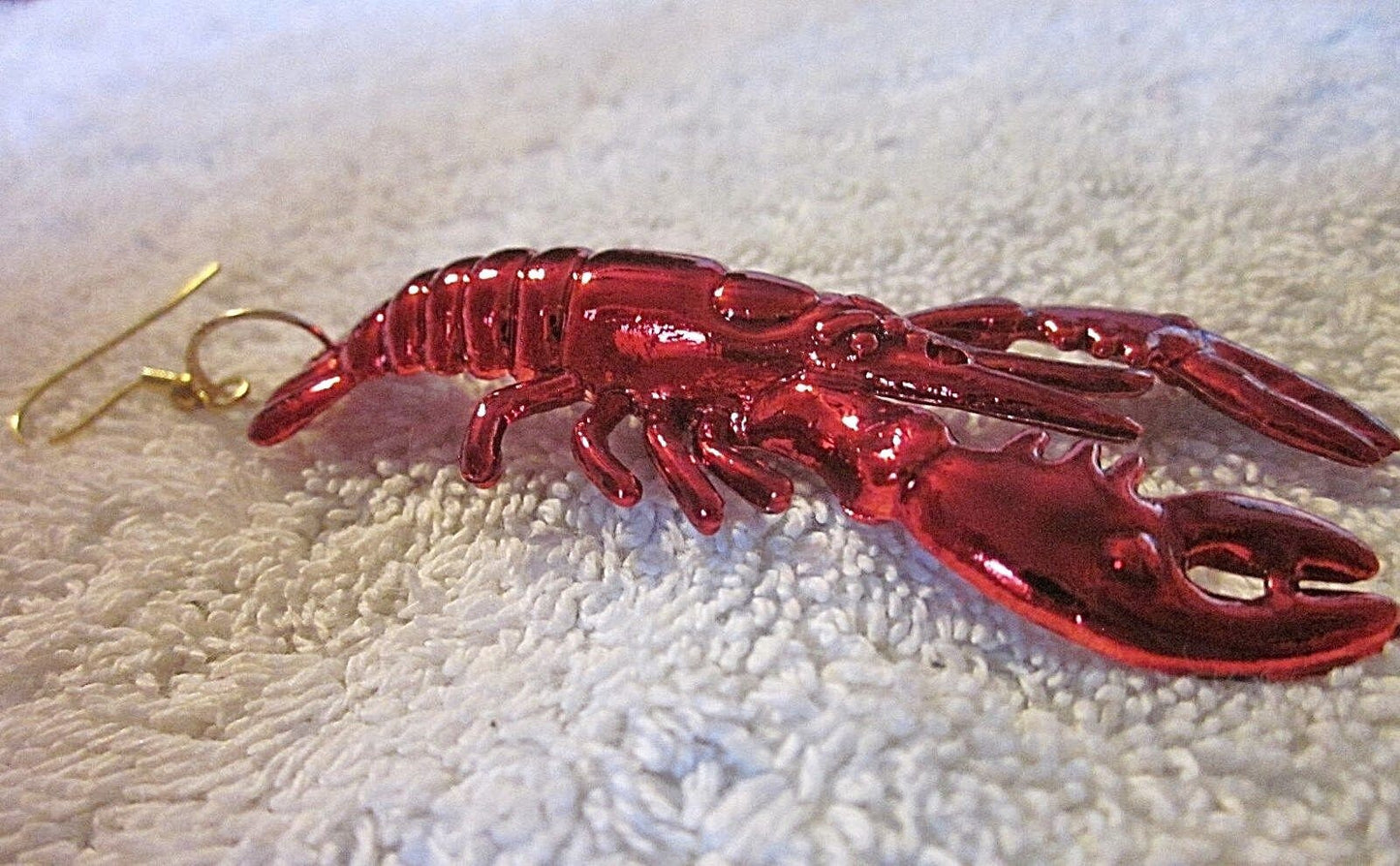 Mardi Gras Crawfish Lobster Crayfish Pierced Dangle Earrings