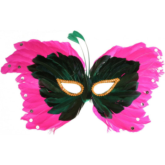 Hot Pink Butterfly Feather Mask Feather Burst Mardi Gras  New Orleans Carnival Mardi Gras Face Eye Halloween Wreath Costume favor Outfit