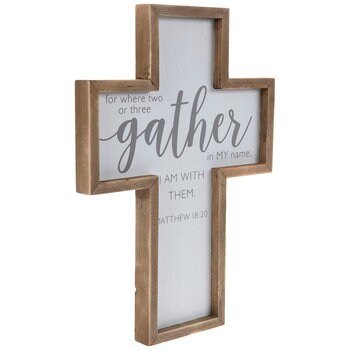 Matthew 18:20 Wood Wall Cross Ornament Christmas Christ Jesus