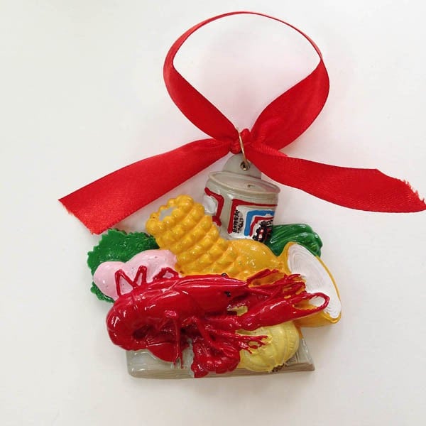 New Orleans Crawfish Boil Holiday Christmas Ornament Boiled Crawfish with Fixin's Plate Ornament Free  Gift Box Mardi Gras Decorations decor